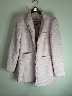 Venus Womens Light Pink Fringed Bouclé Coat in size 10